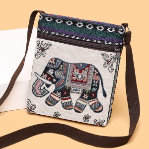 Small bag women's messenger bag canvas bag woven Chinese style cute all-match shoulder bag mobile phone bag Miao small shoulder bag